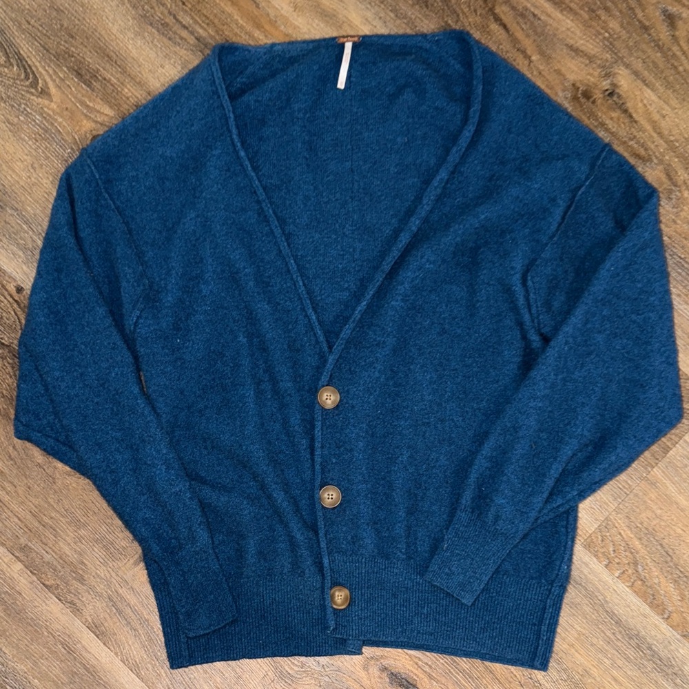 Free People Deep Blue Knit Sweater